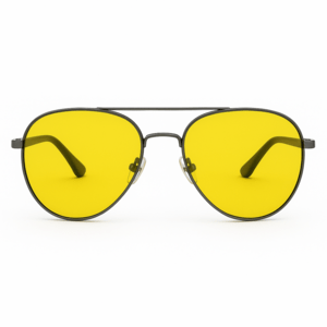 Pilot sportsbrille med gule, polaroide linser