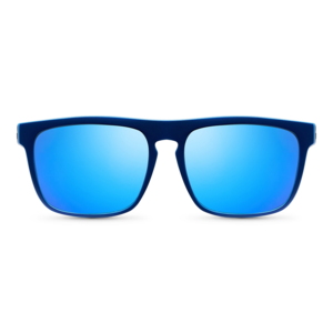 Moderne solbrille til herrer i wayfarer-stil med polaroide linser.
