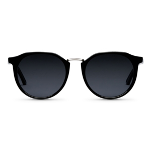 Moderigtige solbriller med runde, polaroide linser.