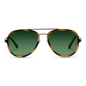 Pilot solbrille med store, polaroide linser. Grøn.