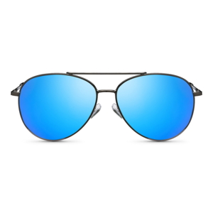 Pilot solbrille med blå spejl og polaroid linse.