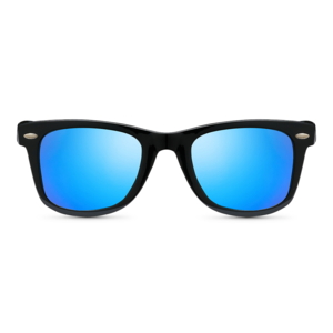 Wayfarer-stil solbrille med polaroide linser.
