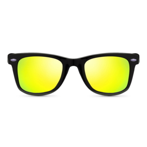 Wayfarer-stil solbrille med polaroide linser.