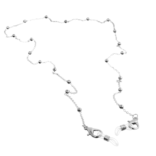 Brillesnor med perler i sølvfarvet metal