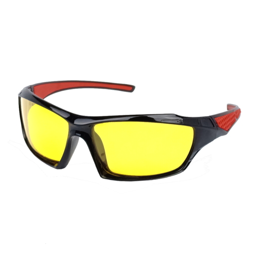 Sportsbriller med gule, polaroide linser