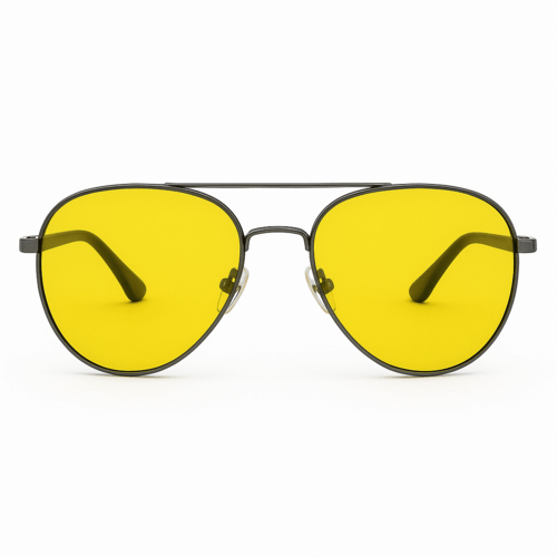 Pilot sportsbrille med gule, polaroide linser