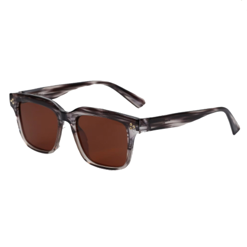 Stribet, brun solbrille med polaroid linse.