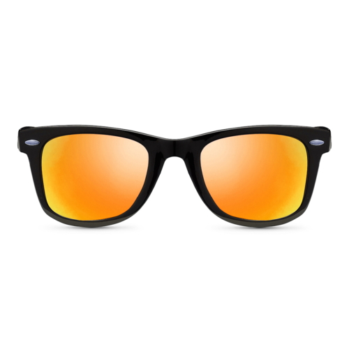 Wayfarer-stil solbrille med polaroide linser.