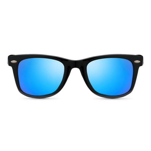 Wayfarer-stil solbrille med polaroide linser.