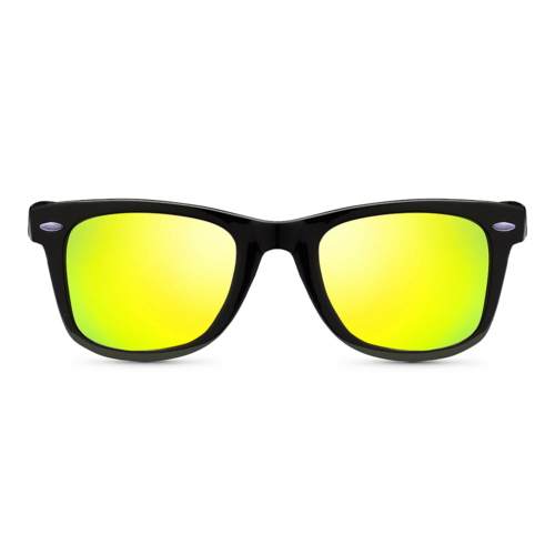 Wayfarer-stil solbrille med polaroide linser.